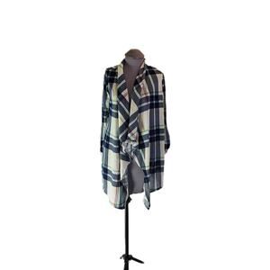 New York Laundry Size M Women's Open Front Plaid Top Cottagecore